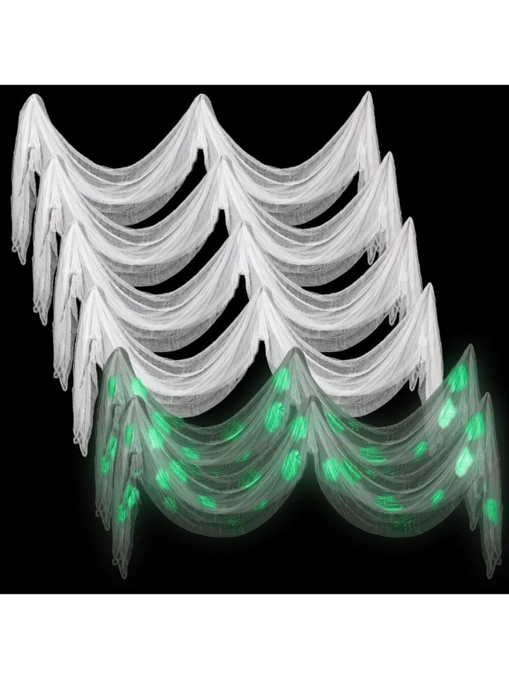 Glow in the Dark Creepy Cloth - 6 Pcs, 7x16.4 Ft Halloween Decoration